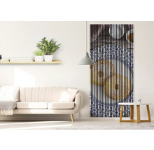 Salon avec canapé et image à lamelles avec motif de donut