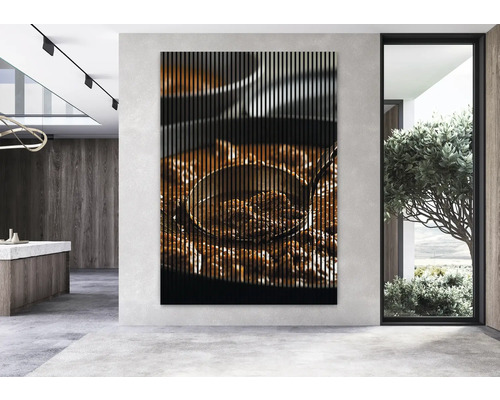Panneau mural décoratif avec motif culinaire dans un espace moderne