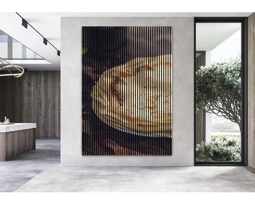 Panneau acoustique avec un motif d''aliment sur un mur dans une pièce moderne