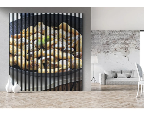 Image murale décorative avec un motif de nourriture dans un environnement de vie moderne