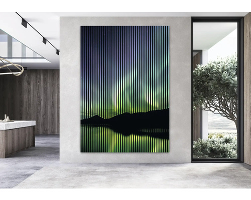 Peinture avec abstraction d''aurores boréales dans un espace moderne