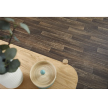 PVC-Boden Maxima Holzdielenoptik dunkelbraun 369M Dielen 10x100 cm 400 cm breit (Meterware)