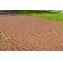 Pavés sur un chemin de jardin en motif de chevrons