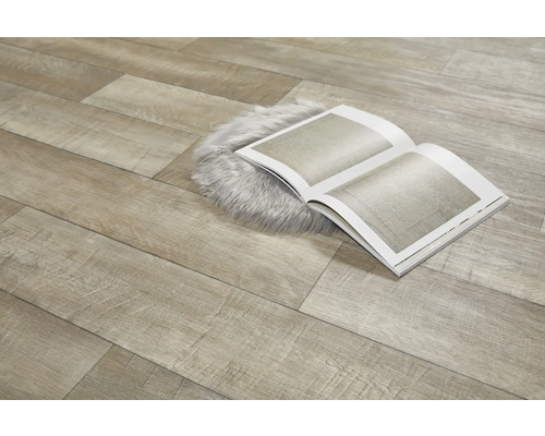 Bodenbelag aus Holz mit Zeitschrift und Teppich