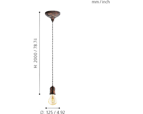 Suspension d''une hauteur de 2000 millimètres et d''un diamètre de 125 millimètres