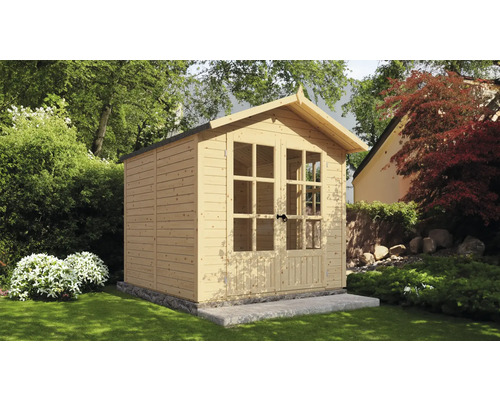 Abri de jardin en bois avec double porte et fenêtres