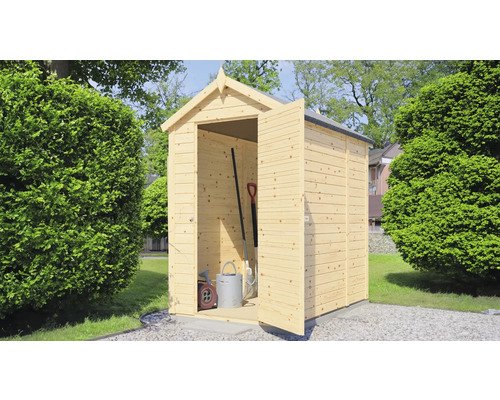Offener Holz Geräteschuppen im Garten