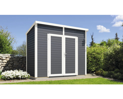 Gerätehaus Bertilo Timmo 2 mit Fussboden 244x121 cm anthrazit Gerätehaus Bertilo Timmo 2 mit Fussboden 244x121 cm anthrazit