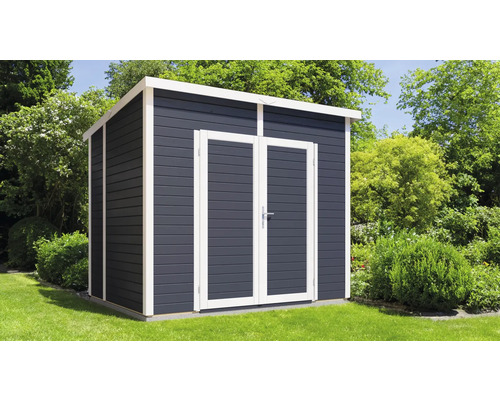 Abri de jardin en bois avec double porte dans le jardin