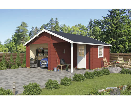 Garage simple Outdoor Life Nevis sans portail 500x550 cm rouge de Falun