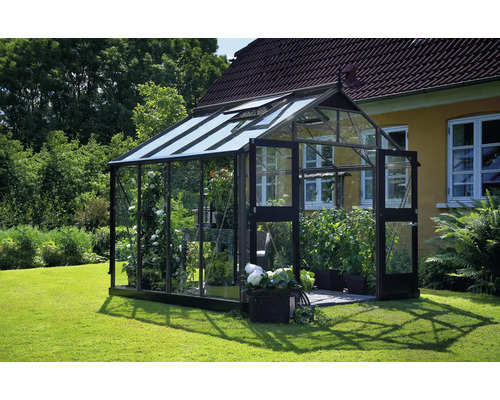 Serre JULIANA Premium 8.8 m² verre de sécurité 3 mm avec fondation 296x296 cm anthracite