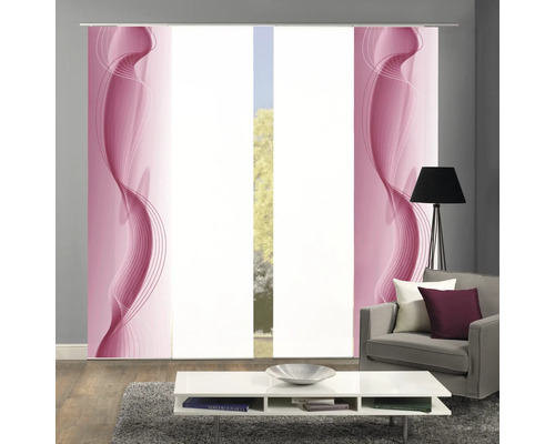 Wohnzimmer mit Schiebegardinen mit Wellenmuster