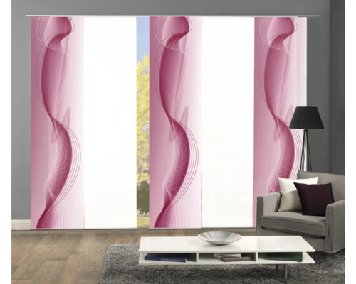 Raumansicht mit Schiebegardinen mit Wellenmuster