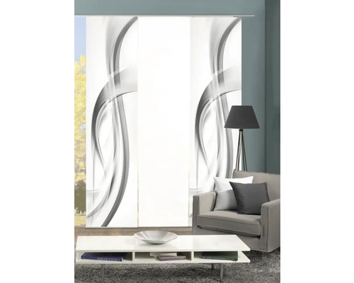 Raumansicht mit Schiebegardinen mit abstraktem Design