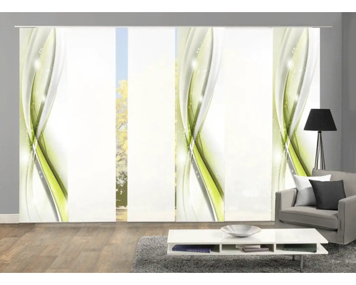 Panneaux japonais avec motif vert dans le salon