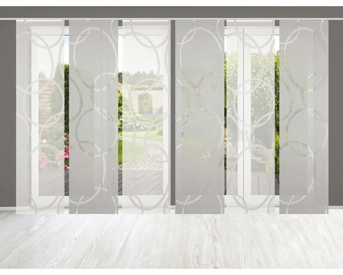 Flächenvorhänge mit Kreis Design vor Fenstertür