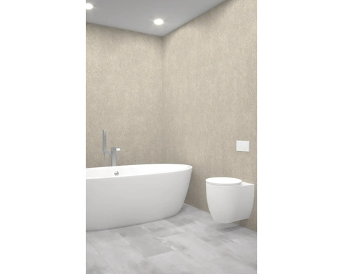 Modernes Badezimmer mit freistehender Badewanne und wandhängendem WC.