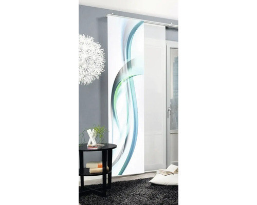 Wohnraum mit Schiebegardine mit abstraktem Muster