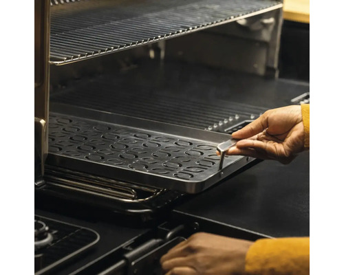 Edelstahlgrill mit herausnehmbarer Fettauffangschale für einfache Reinigung