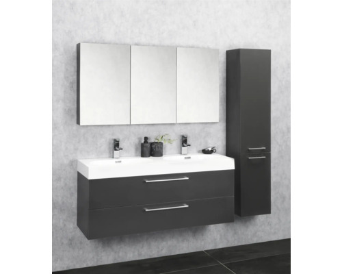 Ensemble de salle de bains avec meuble sous-lavabo, lavabo, armoire de toilette et armoire haute