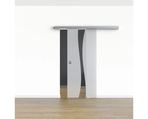 Porte coulissante en verre avec suspension horizontale