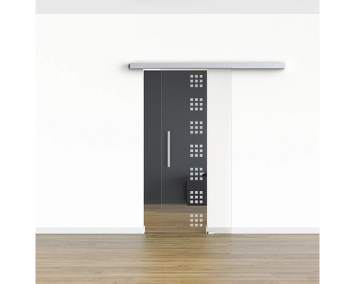 Porte coulissante en verre avec motif géométrique pour l''intérieur