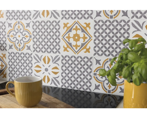 Selbstklebende Wandfliesen Wall Tiles Amira grey 15,25 x 15,25 cm 6 St.