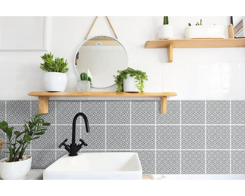 Selbstklebende Wandfliesen Wall Tiles Lina grey 15,25 x 15,25 cm 6 St.