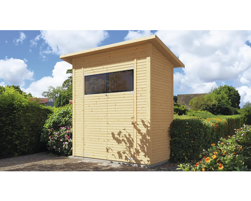 Abri de jardin en bois avec fenêtre et toit monopente