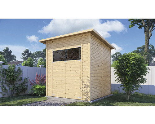 Maison de jardin en bois avec fenêtre dans le jardin