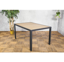 Rechteckiger Gartentisch mit Holzoptik-Tischplatte und Metallgestell