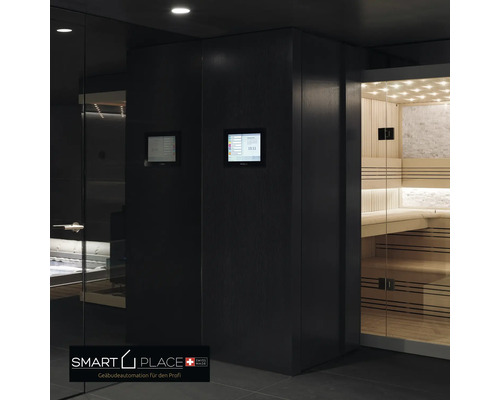 Intérieur d''un espace bien-être moderne avec sauna et éléments de commande