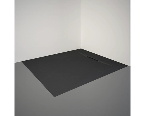 Douche d''angle avec receveur plat et écoulement linéaire