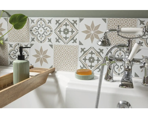 Selbstklebende Wandfliesen Wall Tiles Jamila olive 15,25 x 15,25 cm 6 St.