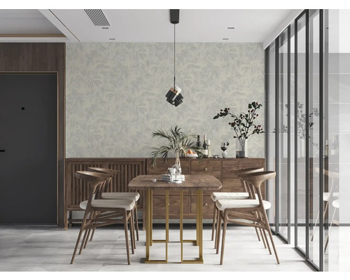 Salle à manger avec table à manger, chaises et buffet dans un design clair et moderne