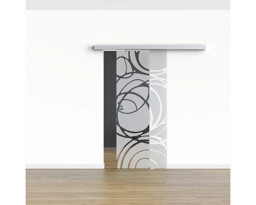 Glastür Schiebetür mit Muster im Innenraum