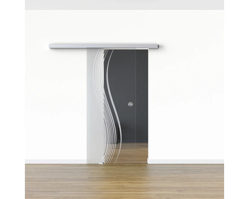 Porte coulissante en verre avec motif ondulé