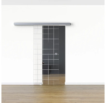 Pertura Glasschiebetür Komplettset Glera Mesh 01 1025x2050 mm Links inkl. Beschlag Selir Aluminium Edelstahloptik,Griffmuschel