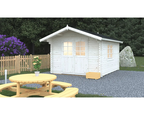 Abri de jardin Palmako Sally 10.2 m² avec plancher et auvent 300x360 cm naturel