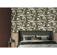 Chambre avec papier peint jungle à motif végétal