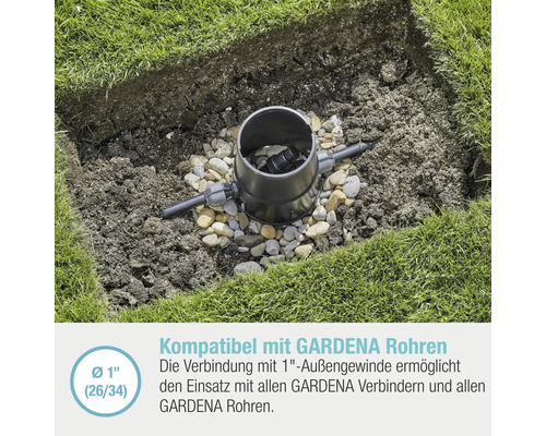 Versenkregner Installation im Garten mit Kies und Erde
