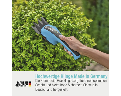 Gardena Akku Grasschere im Einsatz an Buchsbaum