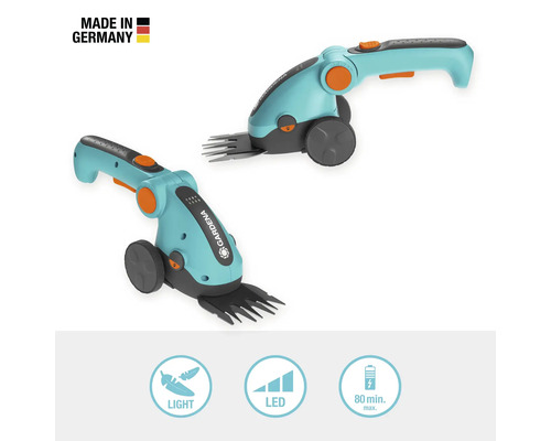 Deux cisailles à gazon sans fil Gardena avec roues