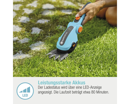 Cisailles à gazon sans fil Gardena coupant l''herbe