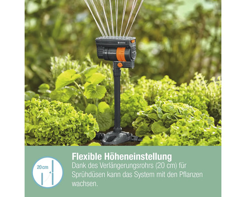 Arroseur oscillant Gardena avec bras d''arrosage pour l''irrigation du jardin