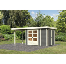 Gartenhaus Karibu Karola 2 mit Schleppdach 2,4 m inkl. Anbauschrank 542 x 238 cm terragrau
