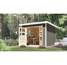Gartenhaus Karibu Metalwood 2B Blech weiss 271 x 271 cm terragrau