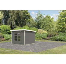 Gartenhaus Karibu Metalwood 2B Blech weiss 271 x 271 cm terragrau