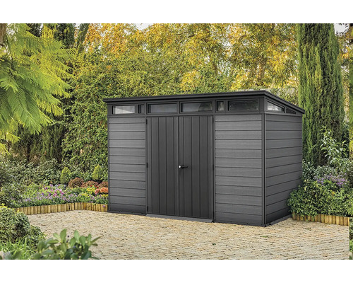 Abri de jardin en plastique avec double porte et fenêtres