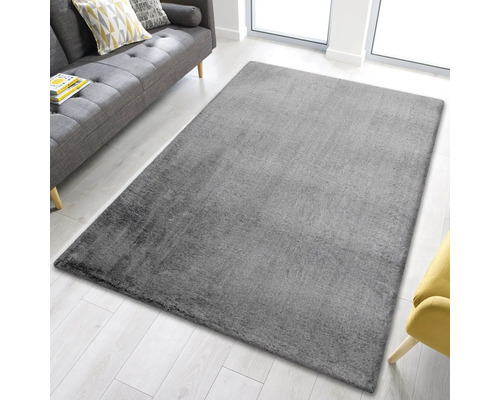 Tapis gris dans le salon avec canapé